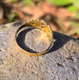 15ct gold estate rose cut diamonds and sapphire band ring - hallmarked Birmingham 1906