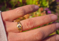 15ct gold estate rose cut diamonds and sapphire band ring - hallmarked Birmingham 1906