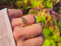 15ct gold estate rose cut diamonds and sapphire band ring - hallmarked Birmingham 1906