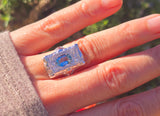 14k white gold c.1920's filigree diamond and aquamarine ring