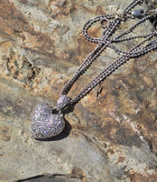 14k white gold diamond heart necklace estate pendant