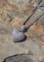 14k white gold diamond heart necklace estate pendant