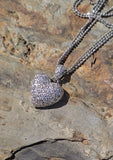 14k white gold diamond heart necklace estate pendant
