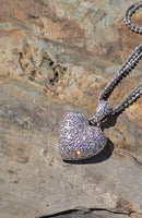 14k white gold diamond heart necklace estate pendant