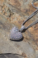 14k white gold diamond heart necklace estate pendant