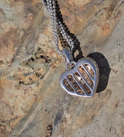 14k white gold diamond heart necklace estate pendant