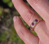 18ct gold Edwardian ruby and diamond antique ring band
