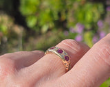 18ct gold Edwardian ruby and diamond antique ring band
