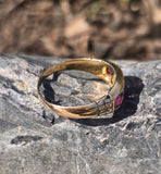 18ct gold Edwardian ruby and diamond antique ring band