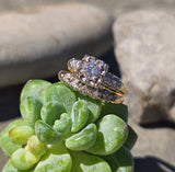 14k gold two-tone vintage diamond bridal set