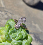 silver top + 10k gold two-tone antique diamond ring