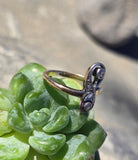 silver top + 10k gold two-tone antique diamond ring