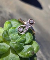 silver top + 10k gold two-tone antique diamond ring