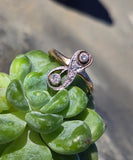 silver top + 10k gold two-tone antique diamond ring