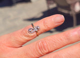 silver top + 10k gold two-tone antique diamond ring