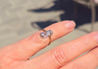 silver top + 10k gold two-tone antique diamond ring