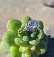 18k-14k gold two-tone diamond estate Deco ring