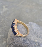 18ct gold blue sapphire and diamond antique estate ring band