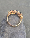 18ct gold blue sapphire and diamond antique estate ring band