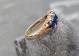 18ct gold blue sapphire and diamond antique estate ring band