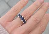 18ct gold blue sapphire and diamond antique estate ring band