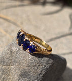18ct gold blue sapphire and diamond antique estate ring band