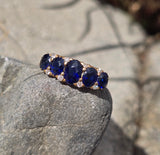 18ct gold blue sapphire and diamond antique estate ring band