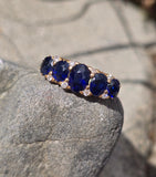 18ct gold blue sapphire and diamond antique estate ring band