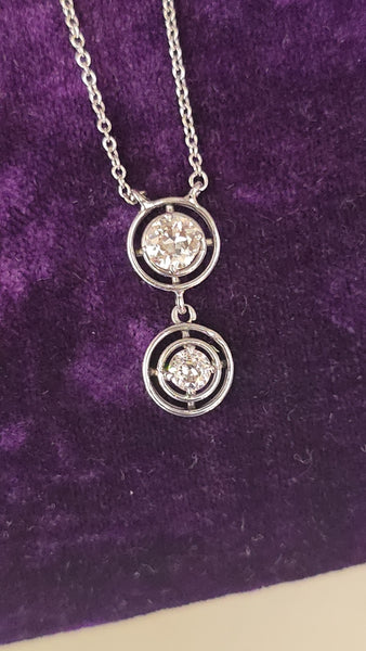 14k gold c.1920's Deco diamond pendant necklace lavaliere
