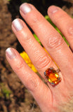14k white gold citrine filigree Deco c.1920's estate ring
