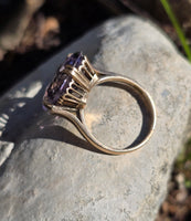 14k gold emerald cut hollandite in amethyst cocktail estate ring
