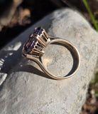 14k gold emerald cut hollandite in amethyst cocktail estate ring
