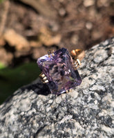 14k gold emerald cut hollandite in amethyst cocktail estate ring