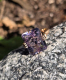 14k gold emerald cut hollandite in amethyst cocktail estate ring