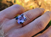 14k gold emerald cut hollandite in amethyst cocktail estate ring