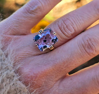 14k gold emerald cut hollandite in amethyst cocktail estate ring