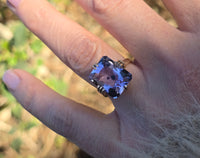 14k gold emerald cut hollandite in amethyst cocktail estate ring