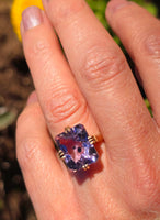14k gold emerald cut hollandite in amethyst cocktail estate ring
