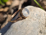 14k gold Victorian cat's eye moonstone antique ring