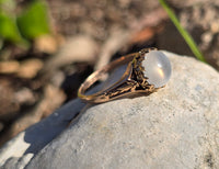 14k gold Victorian cat's eye moonstone antique ring