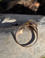 14k gold Victorian cat's eye moonstone antique ring