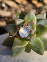 14k gold Victorian cat's eye moonstone antique ring
