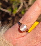 14k gold Victorian cat's eye moonstone antique ring