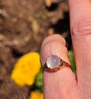 14k gold Victorian cat's eye moonstone antique ring