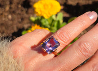 14k gold emerald cut hollandite in amethyst cocktail estate ring