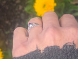 14k white gold filigree Deco ceylon sapphire antique ring
