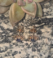 14k gold sapphire floral flower estate studs