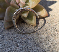 14k white gold 5 diamond vintage stackable band