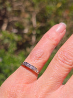 14k white gold 5 diamond vintage stackable band