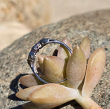 14k white gold 3 diamond vintage stackable band